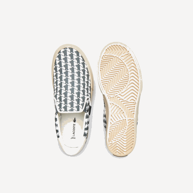 blanco roto y blanco 03a VVL0A2723 mujer Lacoste saltar servir textil sin cordones