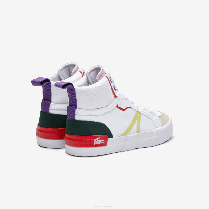 blanco roto y rosa 06c VVL0A2715 mujer Lacoste zapatillas l004 de tejido medio