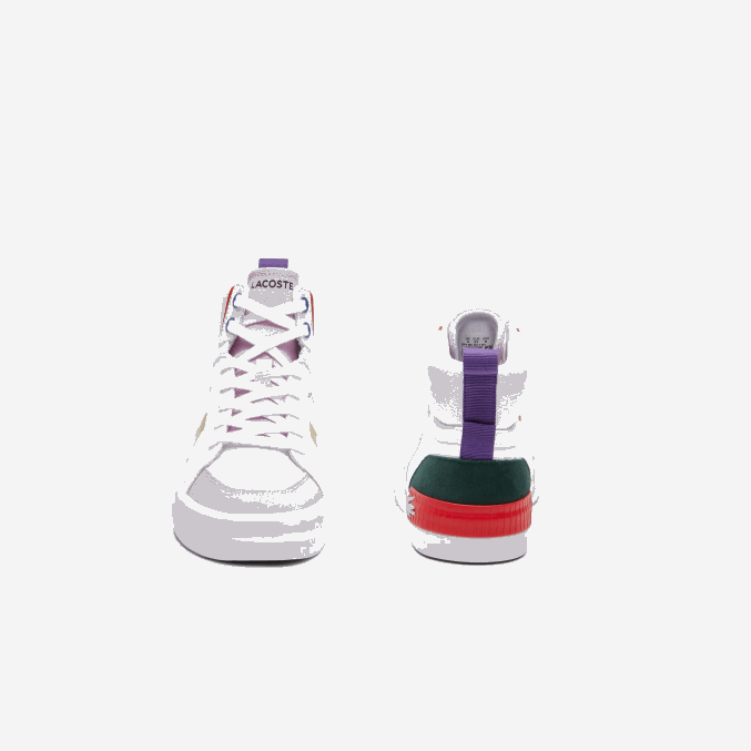 blanco roto y rosa 06c VVL0A2715 mujer Lacoste zapatillas l004 de tejido medio