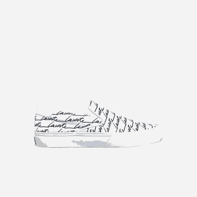 blanco y hueso 65t VVL0A2707 mujer Lacoste sin cordones impresos en lienzo con servicio de salto