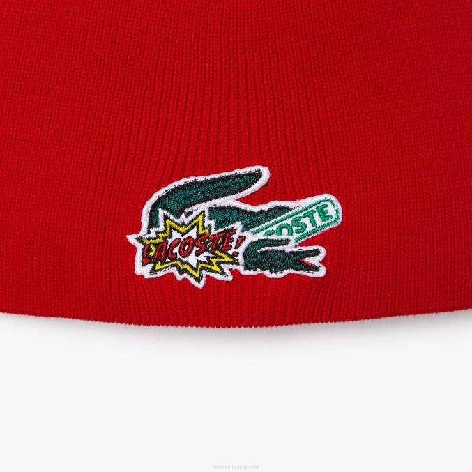 rojo 240 VVL0A3277 niños Lacoste gorro con motivo de cómic