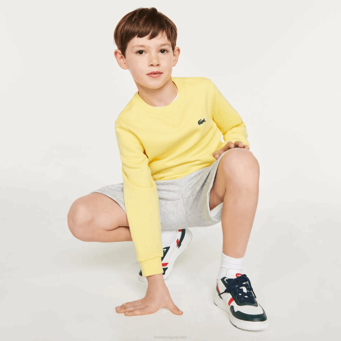 amarillo 107 VVL0A2975 niños Lacoste sudadera de felpa de algodón