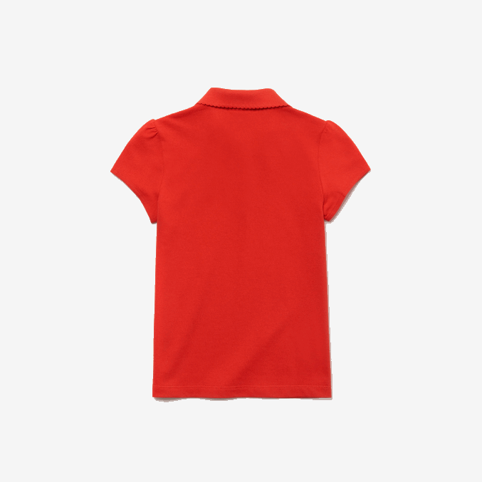 anuncio rojo VVL0A2963 chicas Lacoste mini polo de piqué con cuello festoneado