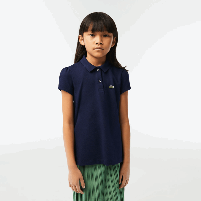 azul marino 166 VVL0A2951 chicas Lacoste mini polo de piqué con cuello festoneado