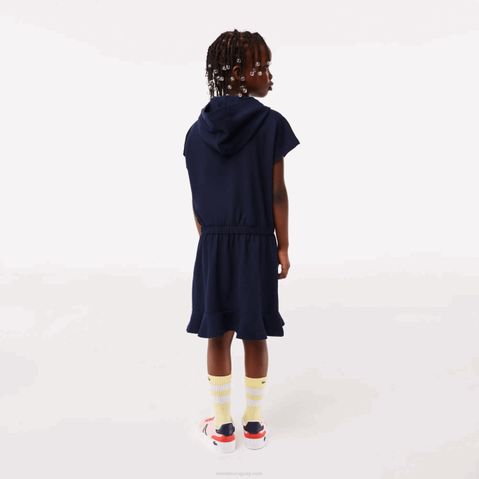 azul marino 166 VVL0A3096 chicas Lacoste vestido estilo jersey sin mangas de piqué elástico
