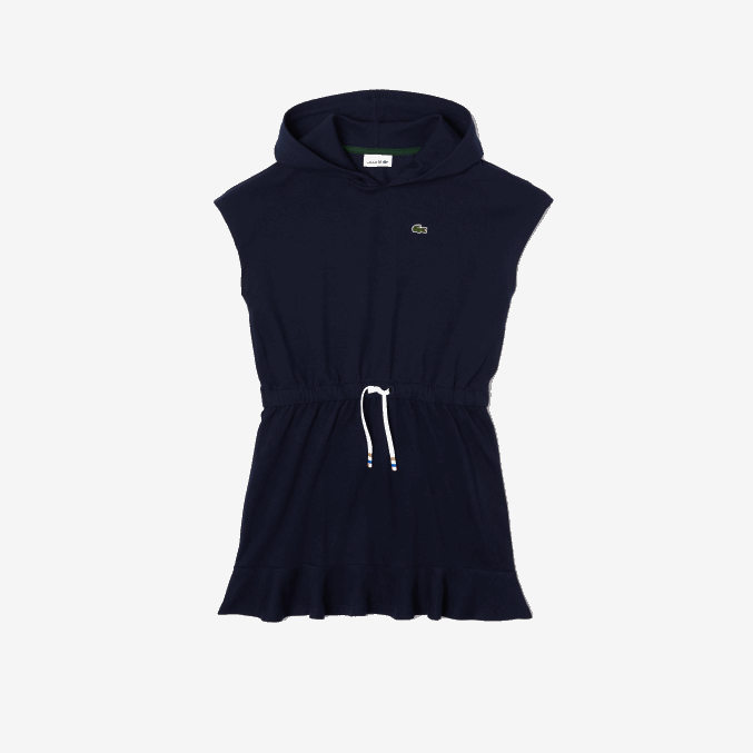 azul marino 166 VVL0A3096 chicas Lacoste vestido estilo jersey sin mangas de piqué elástico