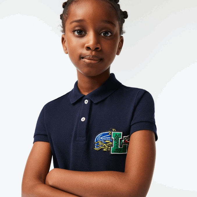 azul marino 166 VVL0A3268 chicas Lacoste vestido polo de algodón orgánico
