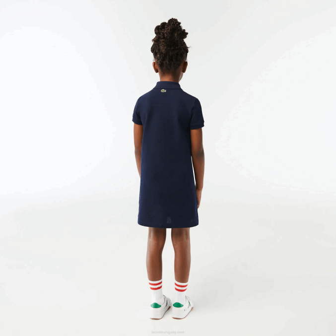 azul marino 166 VVL0A3268 chicas Lacoste vestido polo de algodón orgánico