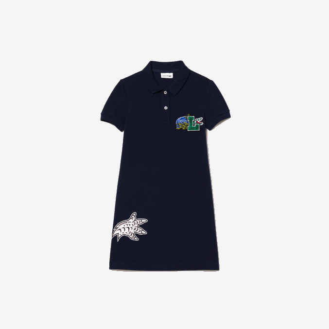 azul marino 166 VVL0A3268 chicas Lacoste vestido polo de algodón orgánico