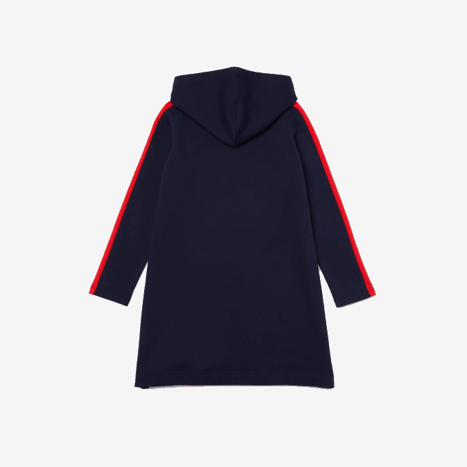 azul marino rojo 7pe VVL0A3274 chicas Lacoste vestido con capucha y banda en contraste