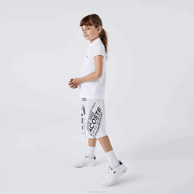 blanco 001 VVL0A2950 chicas Lacoste mini polo de piqué con cuello festoneado
