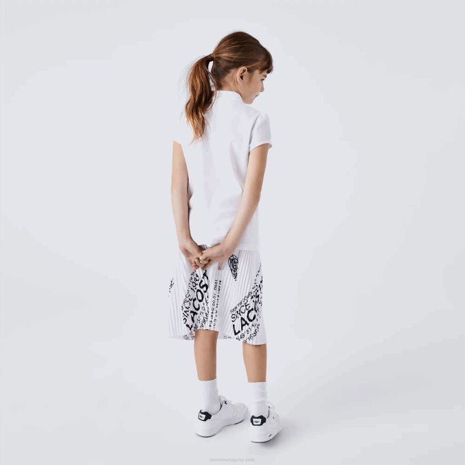 blanco 001 VVL0A2950 chicas Lacoste mini polo de piqué con cuello festoneado