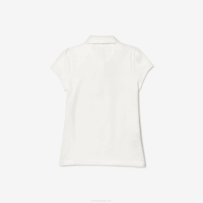 blanco 001 VVL0A2950 chicas Lacoste mini polo de piqué con cuello festoneado