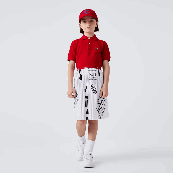 blanco 001 VVL0A3291 chicas Lacoste falda plisada de punto