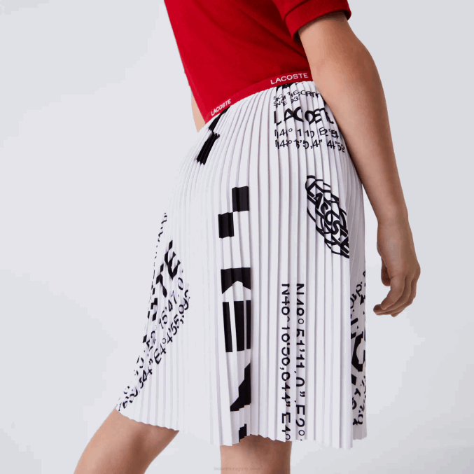 blanco 001 VVL0A3291 chicas Lacoste falda plisada de punto