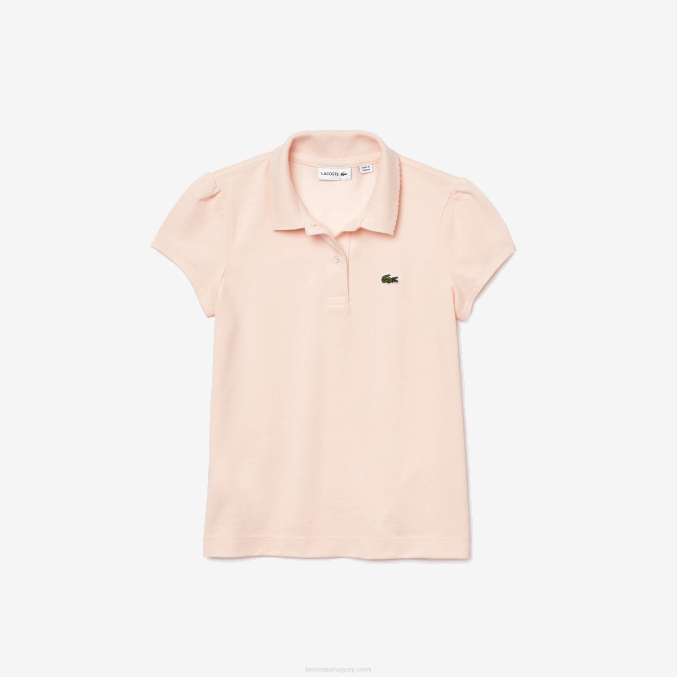 cpm rosa claro VVL0A3127 chicas Lacoste mini polo de piqué con cuello festoneado