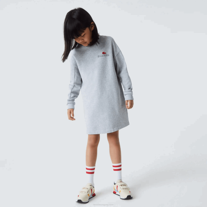 lomo gris cca VVL0A3271 chicas Lacoste vestido tipo sudadera de felpa de algodón
