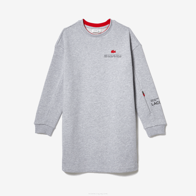 lomo gris cca VVL0A3271 chicas Lacoste vestido tipo sudadera de felpa de algodón