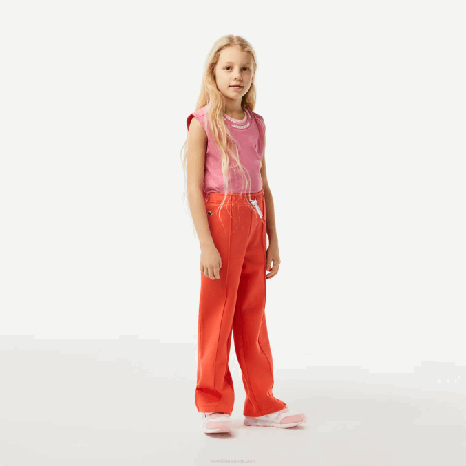 naranja 02k VVL0A3059 chicas Lacoste pantalones de chándal de pernera ancha