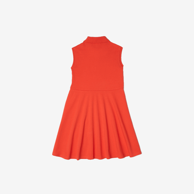 naranja 02k VVL0A3078 chicas Lacoste vestido tipo polo de piqué elástico entallado y acampanado