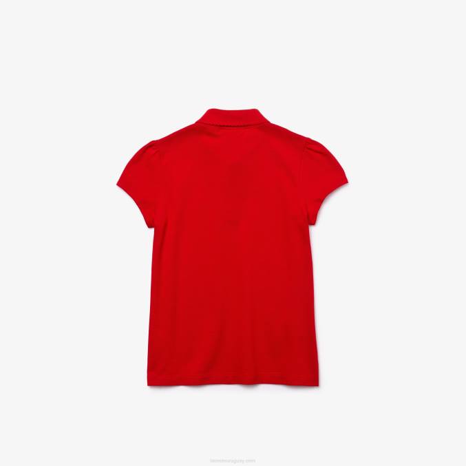 rojo 240 VVL0A2948 chicas Lacoste mini polo de piqué con cuello festoneado