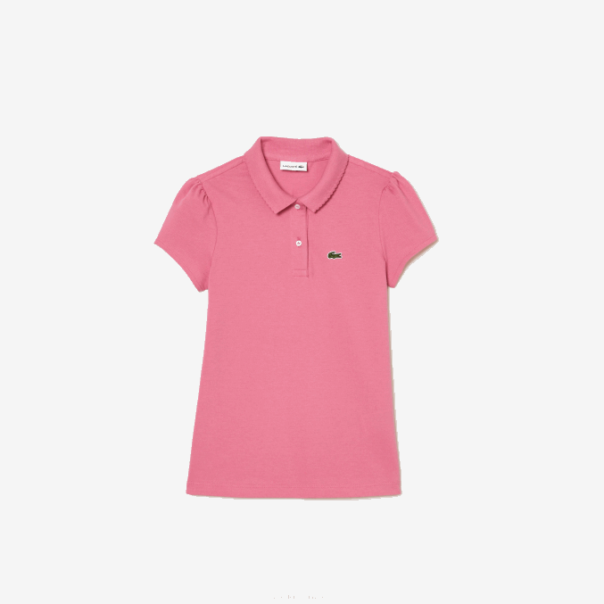 rosa 2r3 VVL0A3037 chicas Lacoste mini polo de piqué con cuello festoneado