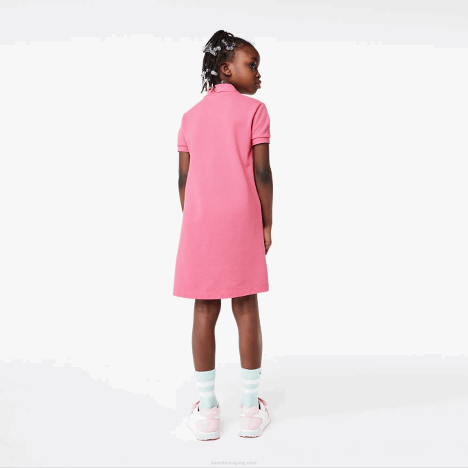 rosa 2r3 VVL0A3081 chicas Lacoste vestido tipo polo de algodón