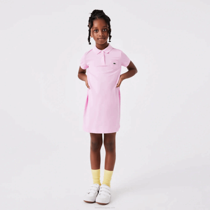 rosa z4h VVL0A3288 chicas Lacoste vestido tipo polo de algodón