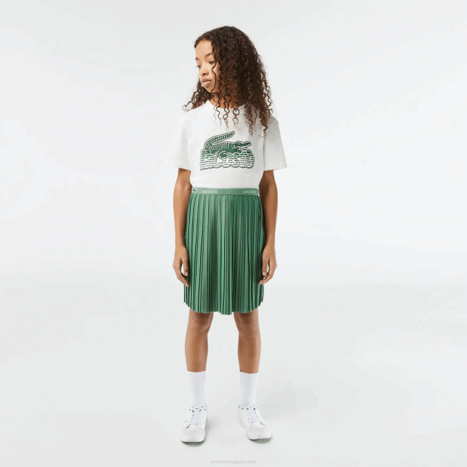 verde caqui kx5 VVL0A3090 chicas Lacoste falda de punto plisada