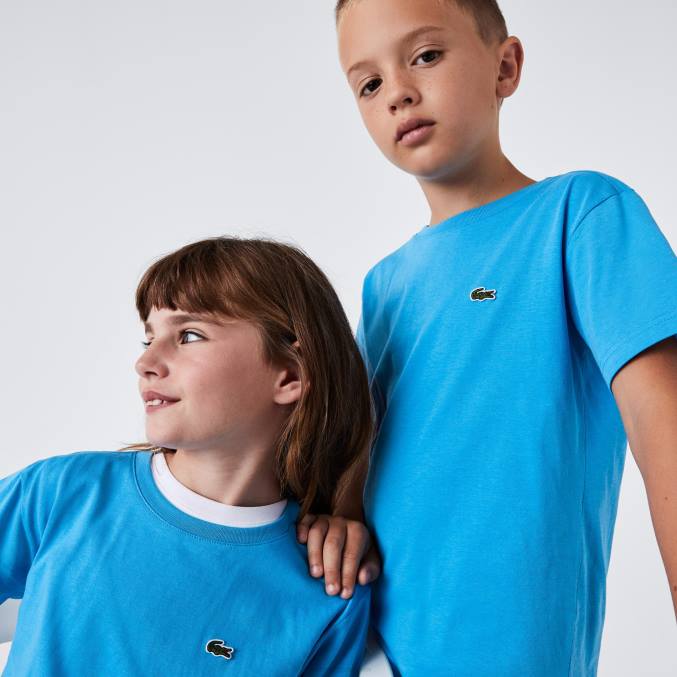 azul 4xa VVL0A3166 niños Lacoste playera de jersey de algodón con cuello redondo