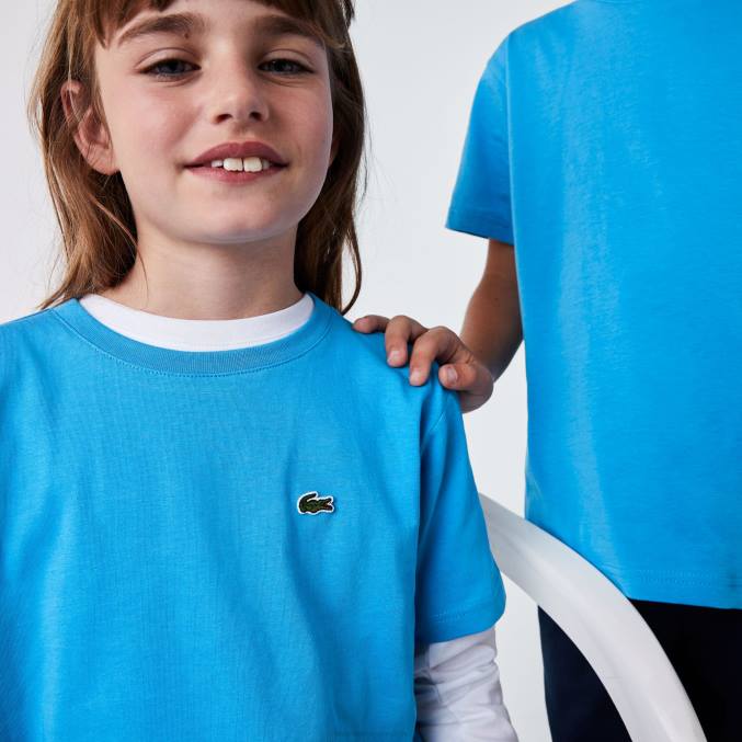 azul 4xa VVL0A3166 niños Lacoste playera de jersey de algodón con cuello redondo