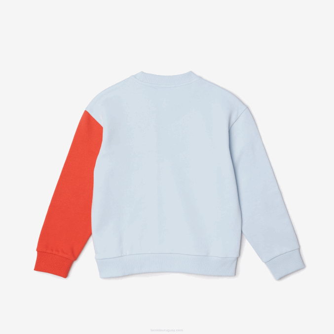 azul claro naranja blanco edz VVL0A3048 niños Lacoste sudadera con diseño colour block de algodón orgánico