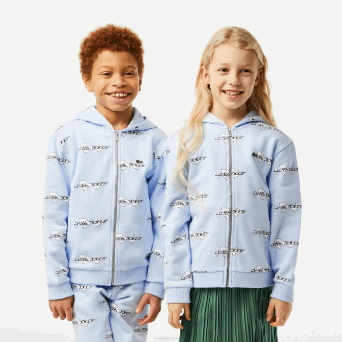 azul claro t01 VVL0A3063 niños Lacoste sudadera con cremallera de algodón orgánico