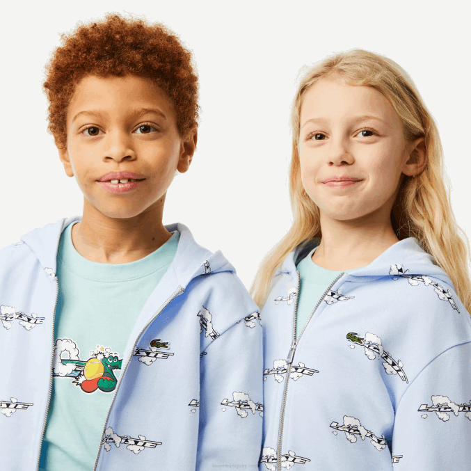 azul claro t01 VVL0A3063 niños Lacoste sudadera con cremallera de algodón orgánico