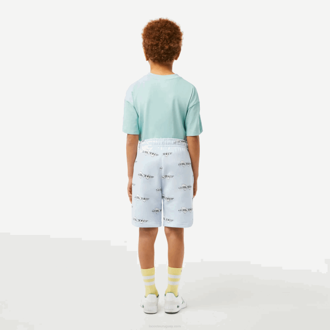 azul claro t01 VVL0A3102 Niños Lacoste shorts de franela de algodón orgánico estampado