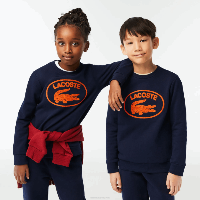 azul marino 166 VVL0A3056 niños Lacoste sudadera color block con logo en contraste