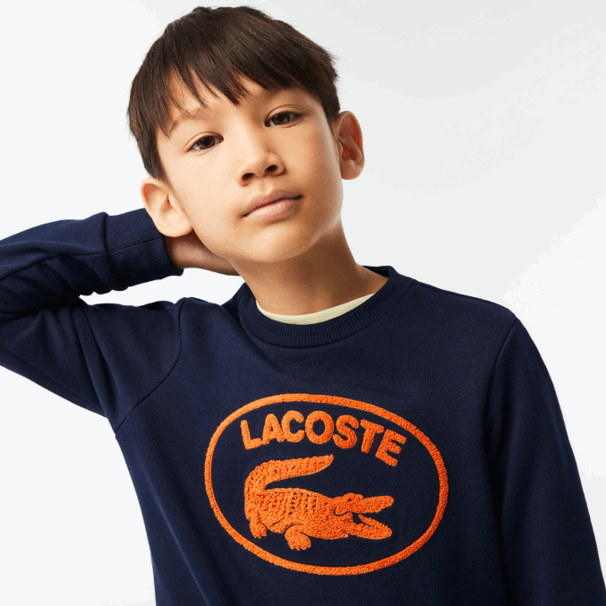 azul marino 166 VVL0A3056 niños Lacoste sudadera color block con logo en contraste