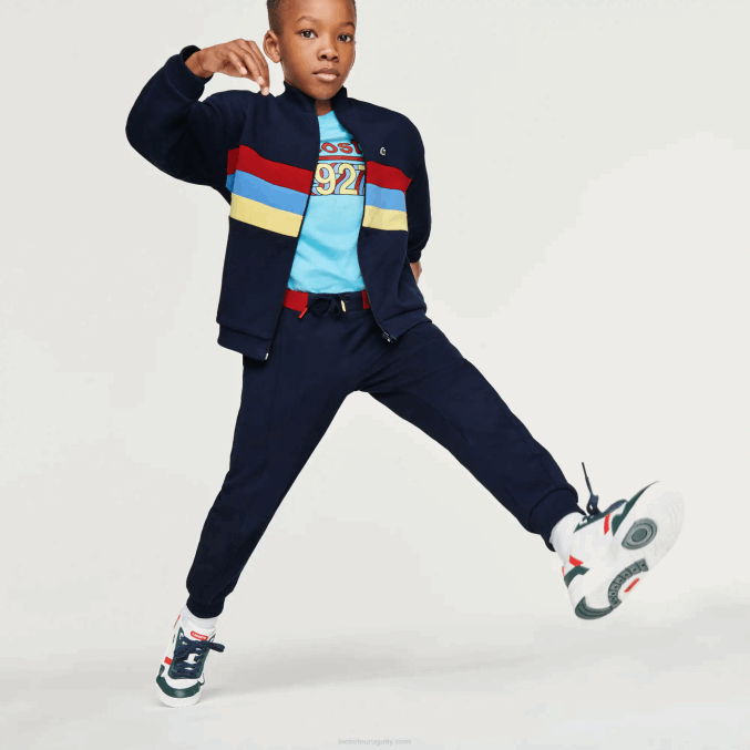azul marino 166 VVL0A3266 niños Lacoste pantalones de chándal con cinturilla de color