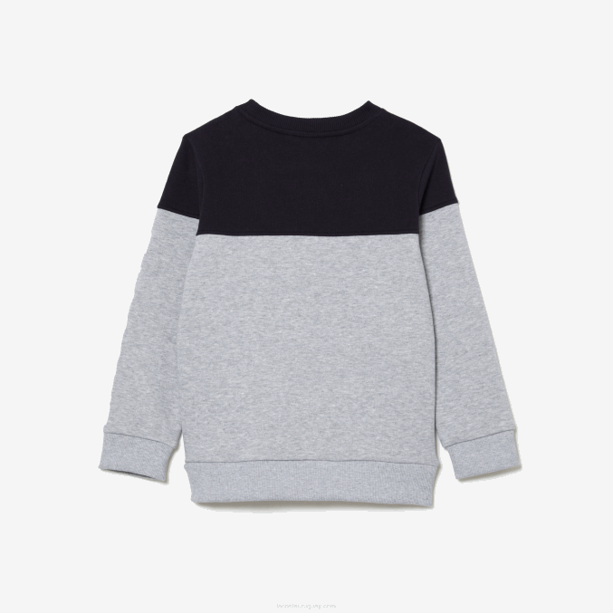 azul marino gris chino e6a VVL0A3064 niños Lacoste sudadera colorblock en franela de algodón orgánico