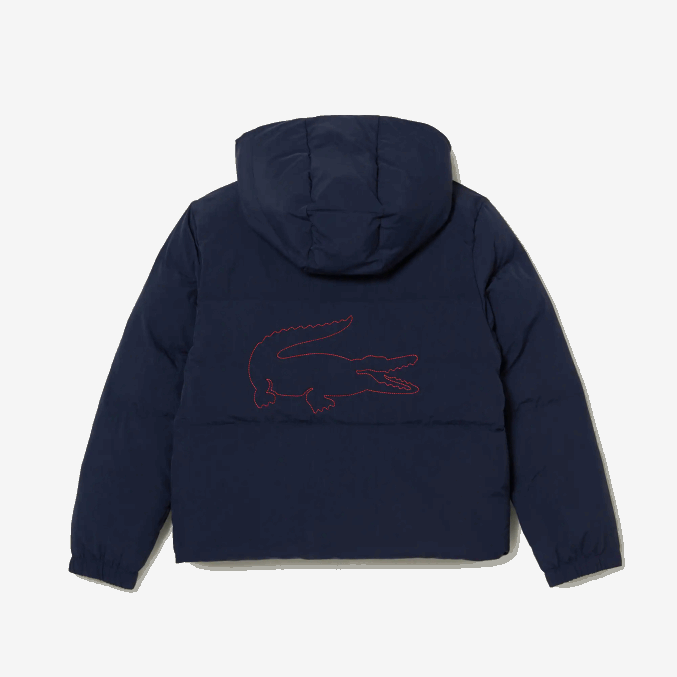 azul marino rojo 7pe VVL0A3221 niños Lacoste chamarra de tafetán con capucha y bordado de cocodrilo