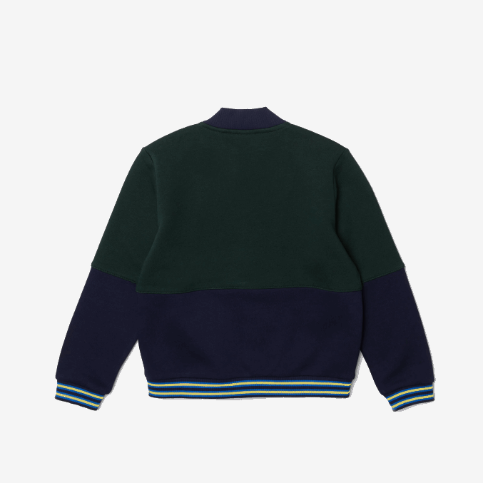 azul marino verde 7qk VVL0A3247 Niños Lacoste chamarra varsity de algodón orgánico a rayas