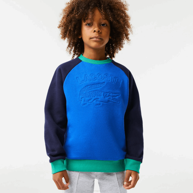 azul marino verde 7w2 VVL0A3194 Niños Lacoste sudadera con diseño colour block y logo