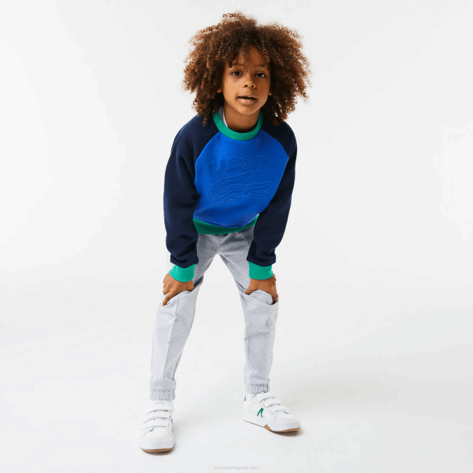 azul marino verde 7w2 VVL0A3194 Niños Lacoste sudadera con diseño colour block y logo