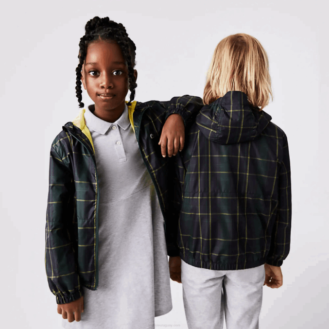 azul marino verde amarillo 9dw VVL0A3262 niños Lacoste cortavientos repelente al agua