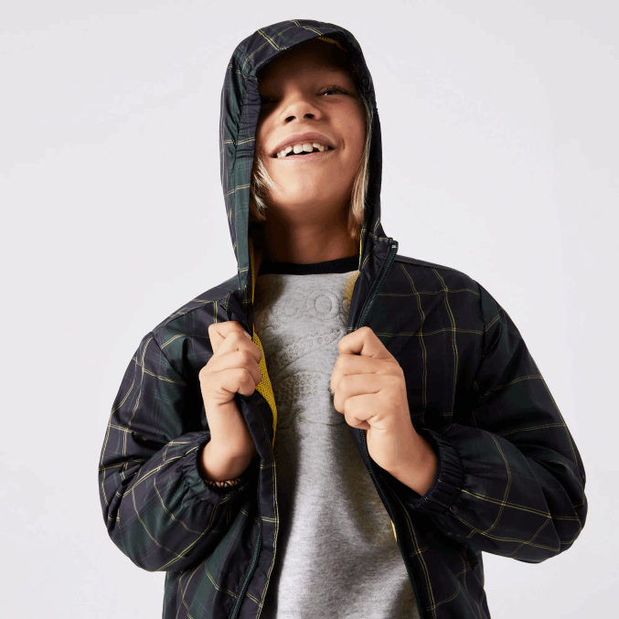 azul marino verde amarillo 9dw VVL0A3262 niños Lacoste cortavientos repelente al agua