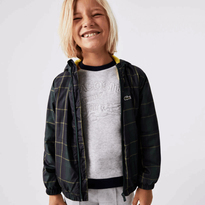 azul marino verde amarillo 9dw VVL0A3262 niños Lacoste cortavientos repelente al agua
