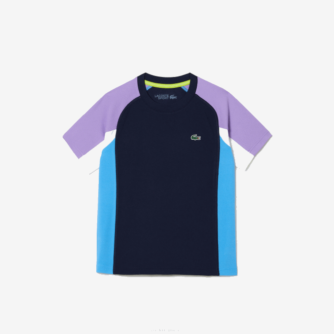 azul marino violeta blanco azul 5xj VVL0A3153 niños Lacoste playera sport tenis color block