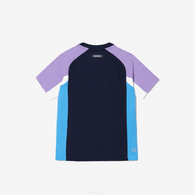 azul marino violeta blanco azul 5xj VVL0A3153 niños Lacoste playera sport tenis color block
