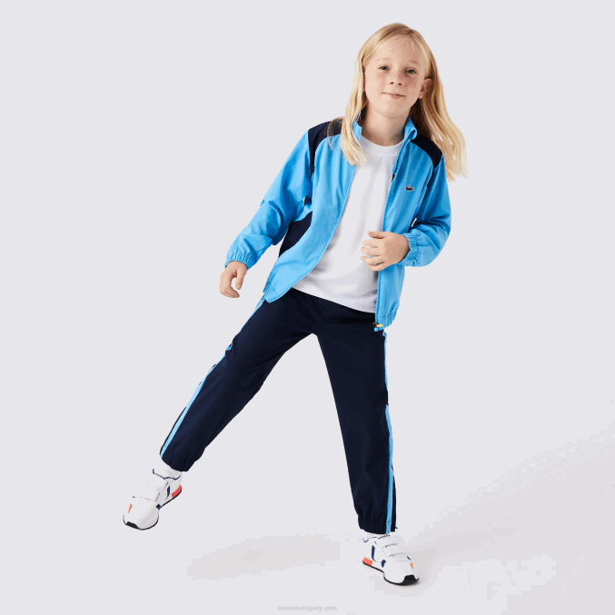 azul marino y25 VVL0A3186 niños Lacoste chándal deportivo de tenis con bloques de color
