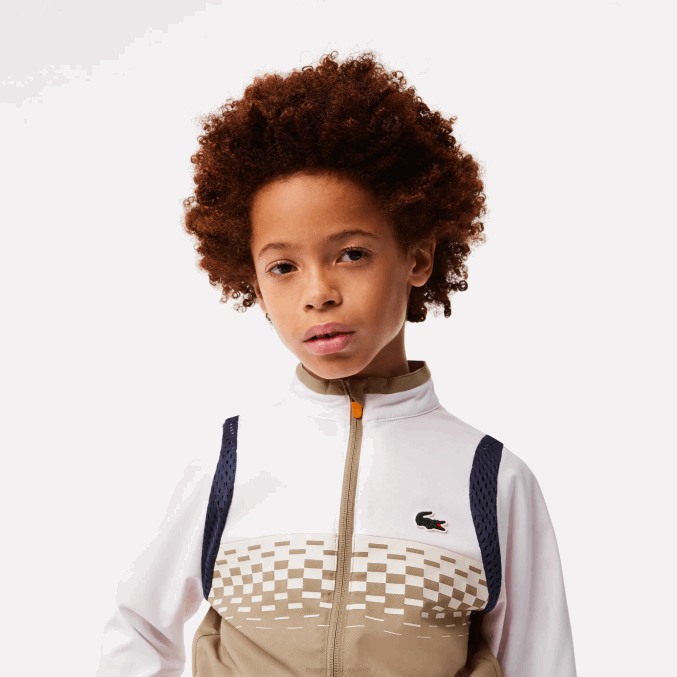 beige blanco azul naranja wri VVL0A3042 Niños Lacoste conjunto jogger tennis x daniil medvedev